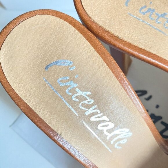 L'Intervalle Caramel Brown Woven Braided Square toe High  Heel Slides 41 - Picture 4 of 8